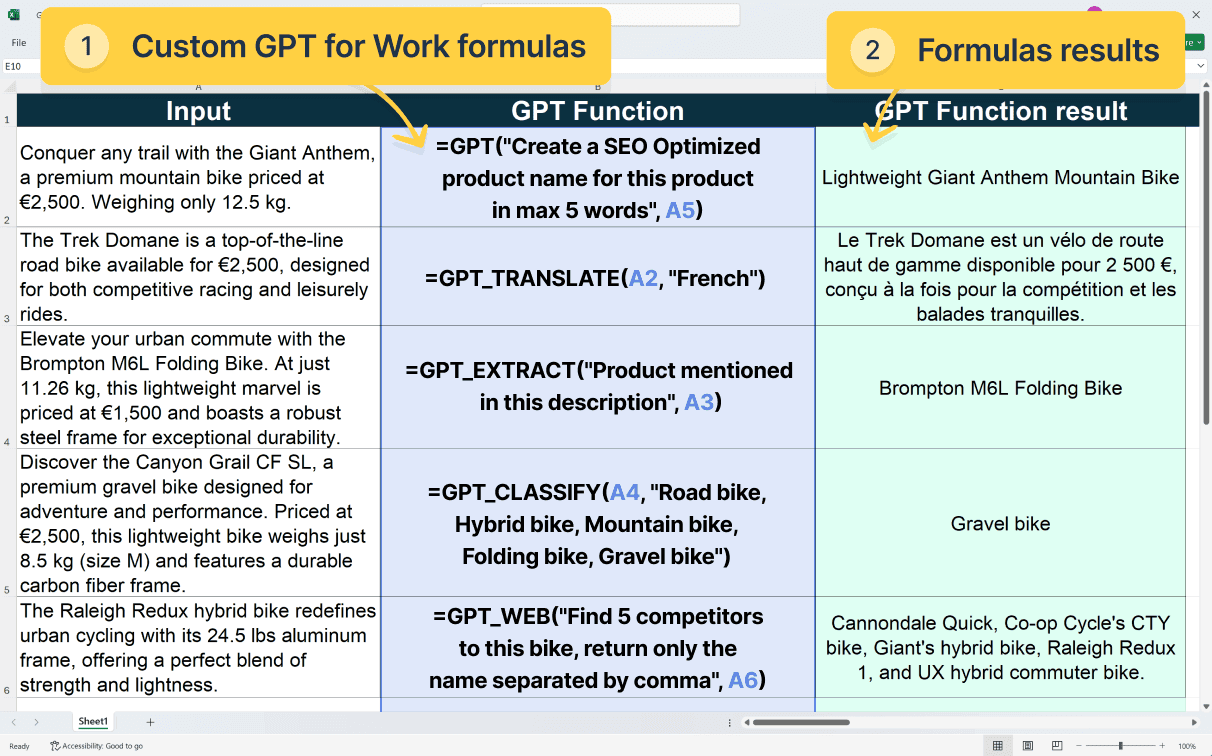 GPT for Excel