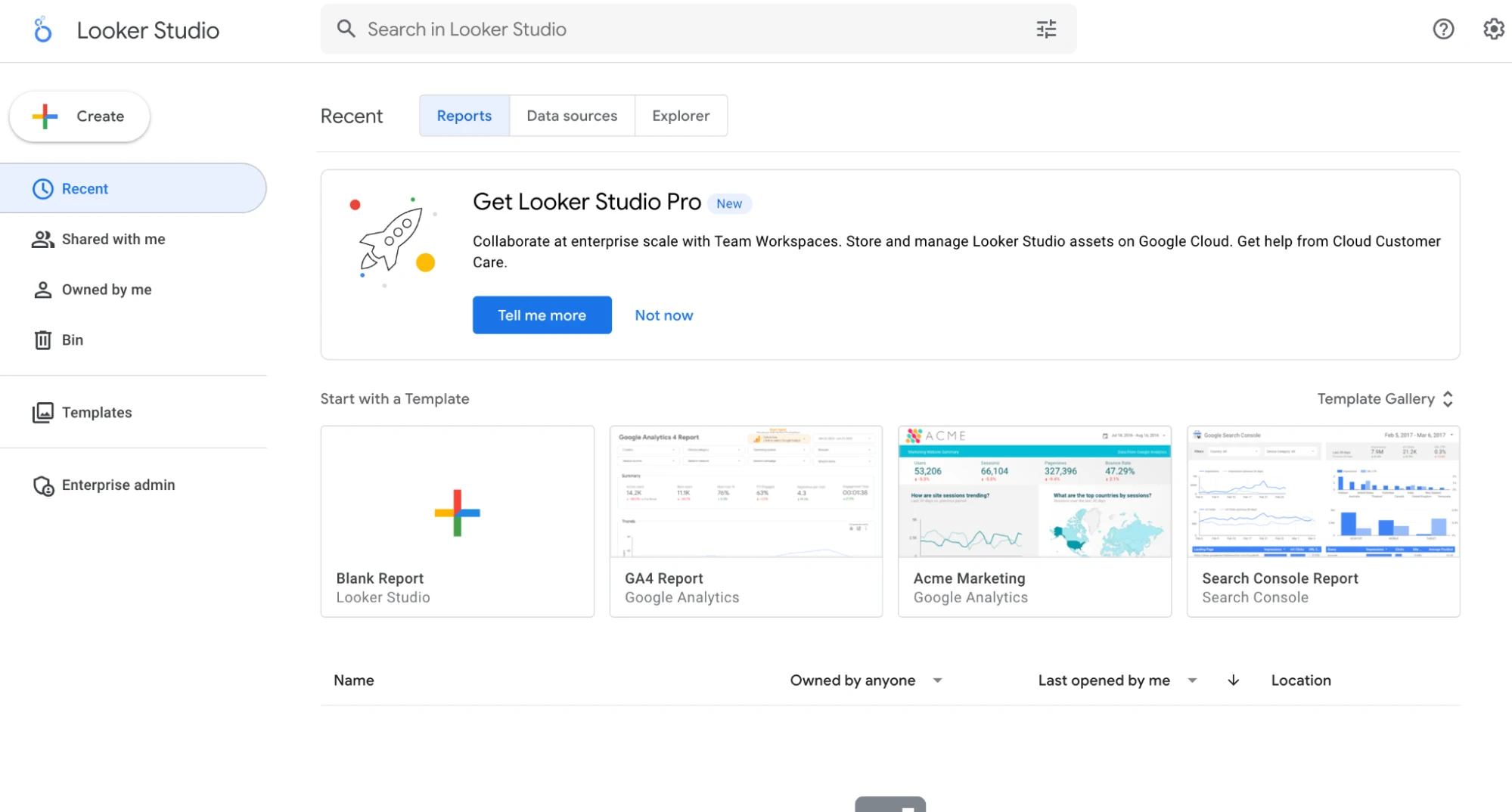 Looker Studio interactive dashboard interface