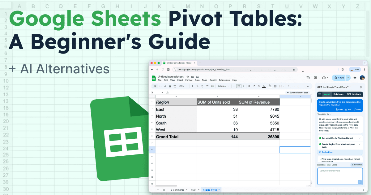 Google Sheets Pivot Tables: A Beginner's Guide (+ AI Alternatives)