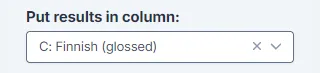Selecting the correct results column for the new translations