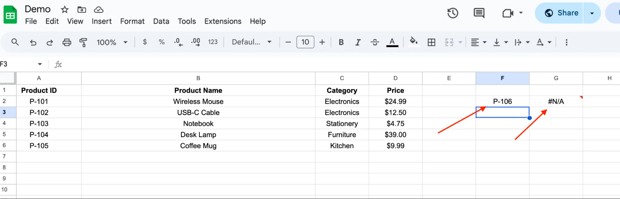 Wrapping the VLOOKUP in IFERROR to handle missing values