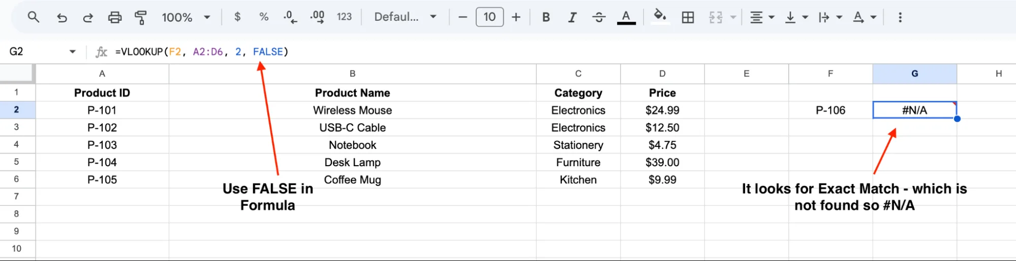 A VLOOKUP set to FALSE returning an exact match