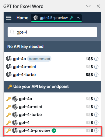 GPT-4.5-preview in GPT for Work