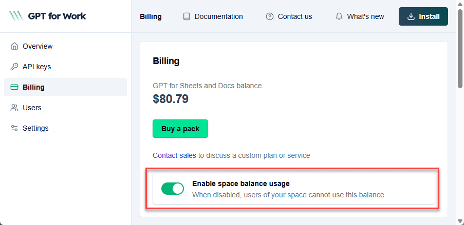 Pause or resume space balance usage in dashboard