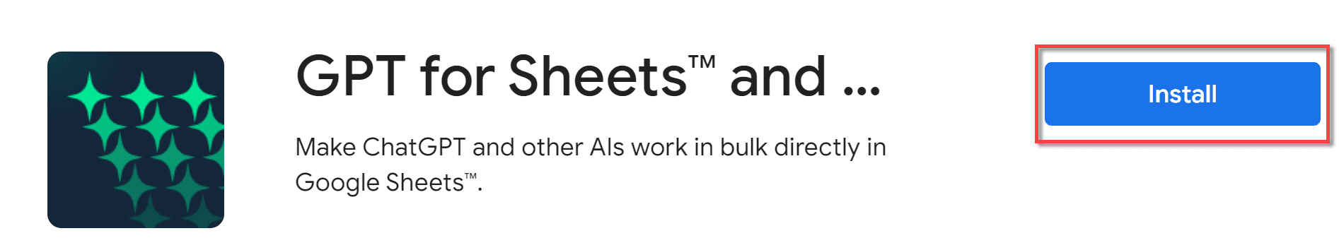 Install GPT for Sheets