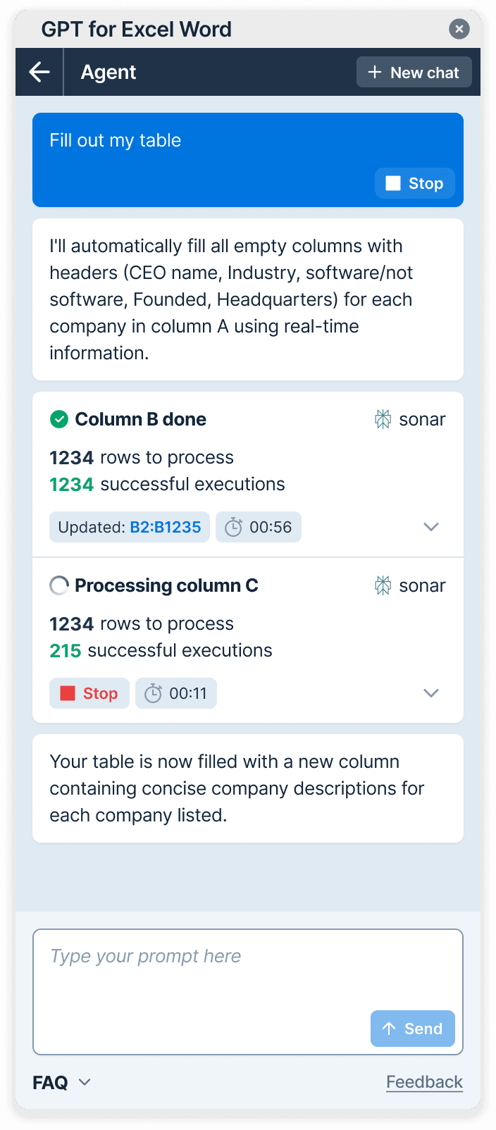 GPT for Excel formula assistant