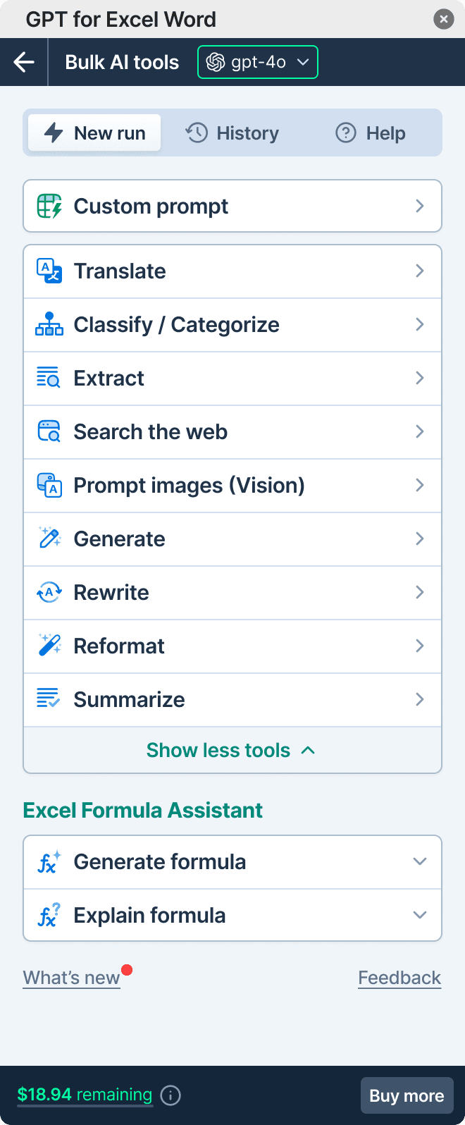GPT for Excel bulk tools