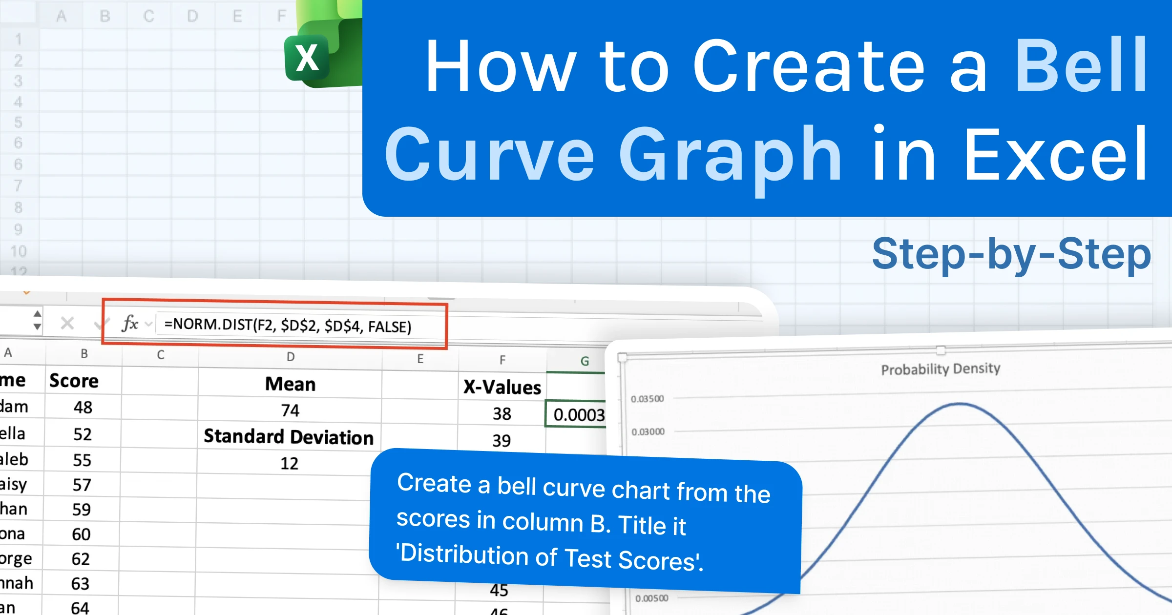 How to Create a Bell Curve Graph in Excel (Step-by-Step)