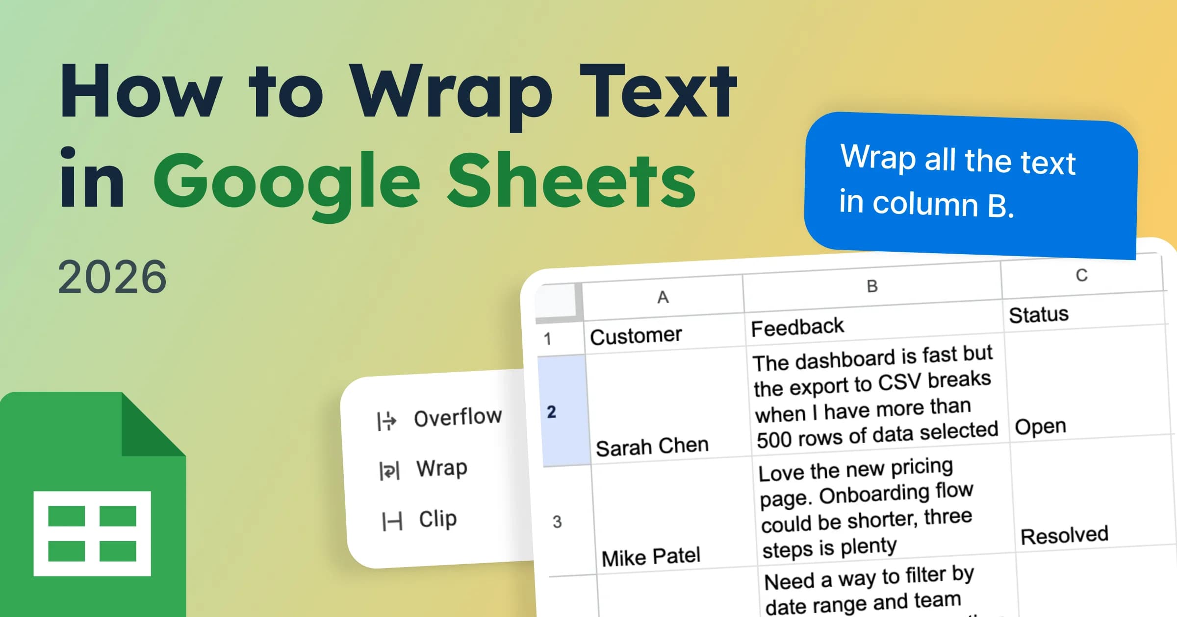 How to Wrap Text in Google Sheets (2026)