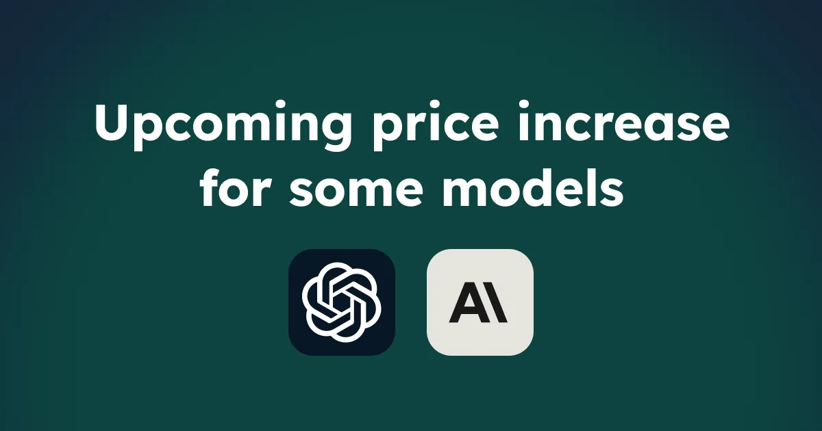 Upcoming price increase for some models