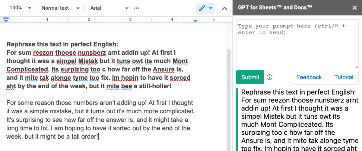 Use GPT extension for Google Docs and MS Word to translate to English