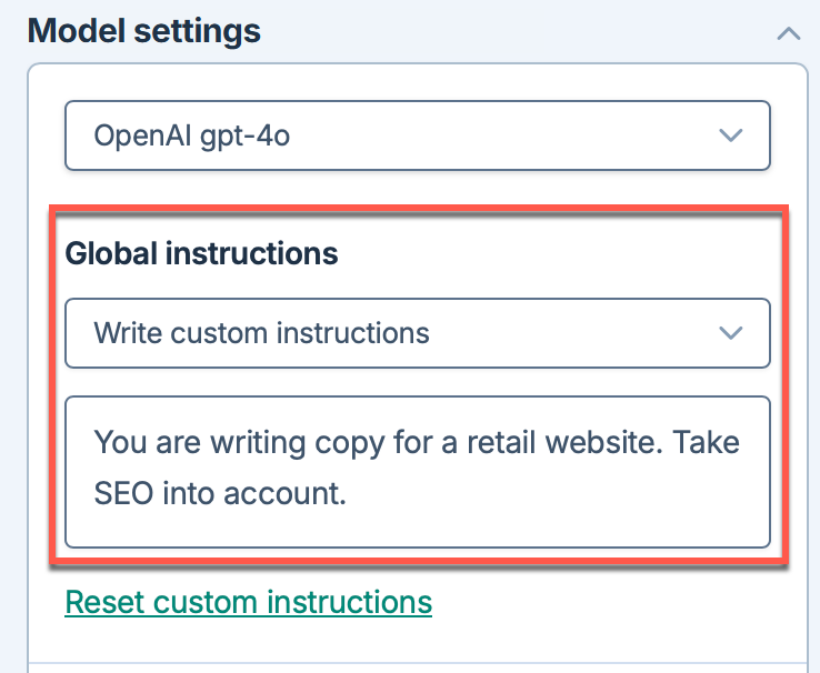 Set instructions