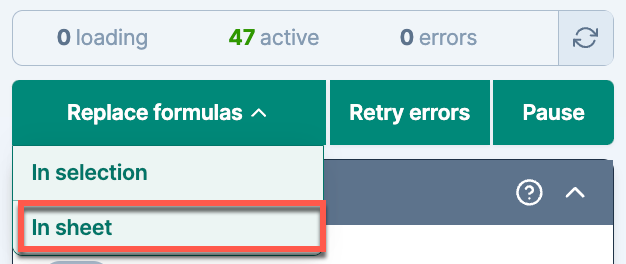 Replace formulas in sheet