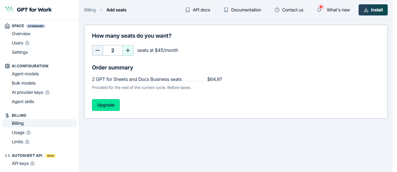 Seat selection for the Business plan
