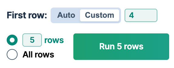 Start from specific row option in bulk tools