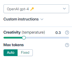 Max tokens Auto option for OpenAI chat models