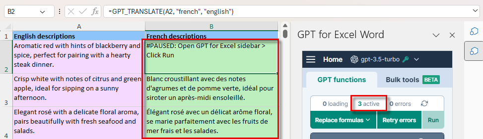 Function count showing active and paused status