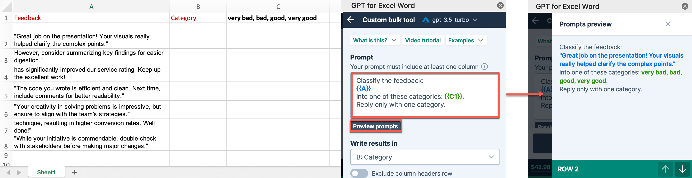 Prompt preview in Custom Bulk tool