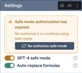 Re-authorize safe mode warning message