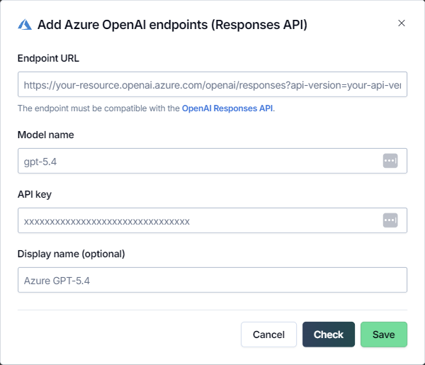 Setting up an Azure OpenAI endpoint for an Agent model in the GPT for Work dashboard