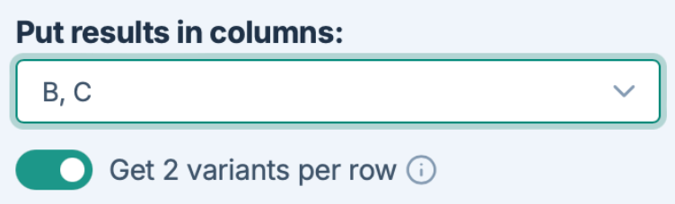 Variants per row feature generating distinct responses
