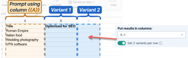 2 variants per row option in bulk tools