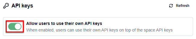 Allow or disallow members to use their own API keys