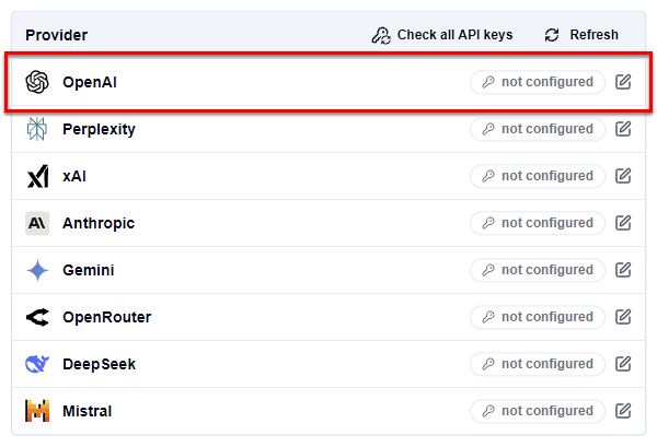 Select the AI provider