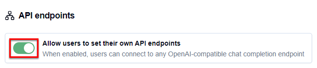 Allow or disallow space users to set up their own API endpoints