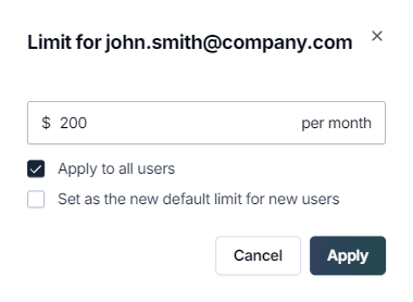Apply the monthly limit for current users