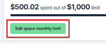 Edit the space monthly limit