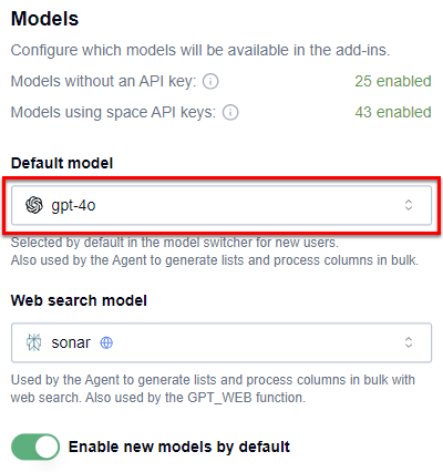 Set the default model