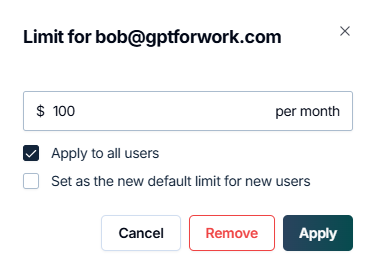 Apply the monthly limit for current users