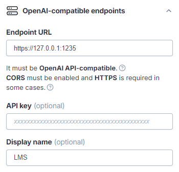 Endpoint settings