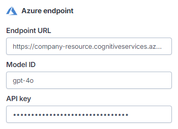 Azure endpoint settings