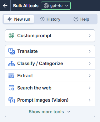Bulk AI tools in the sidebar