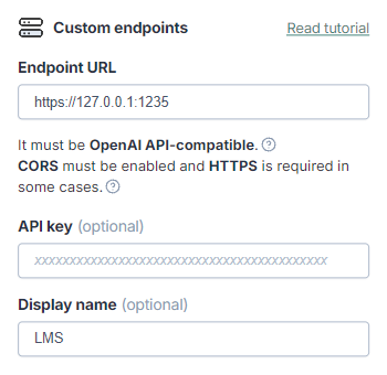 Endpoint settings