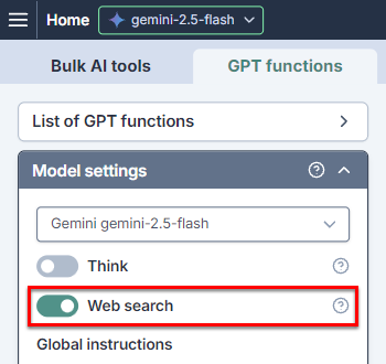 Enable web search for Gemini models
