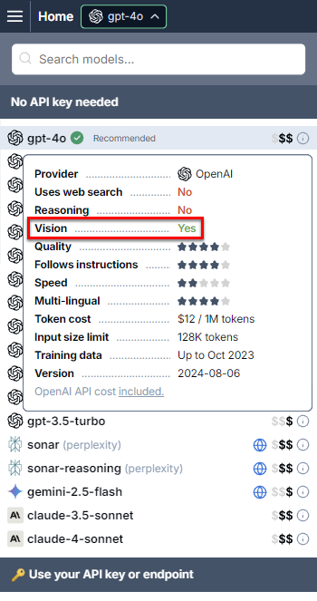 Select model