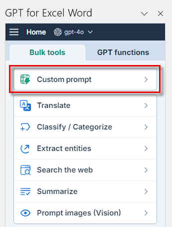 Select custom prompt