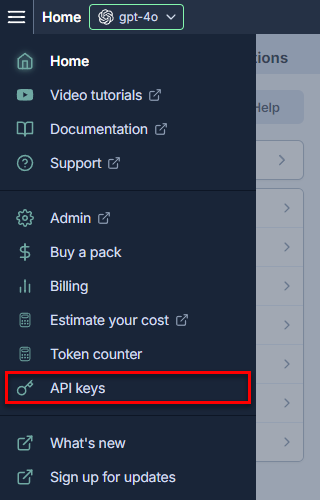 Set API keys