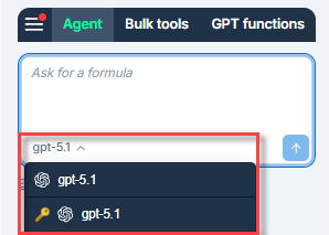Select the Agent model in the model switcher