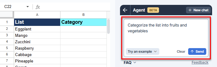 Agent in the sidebar