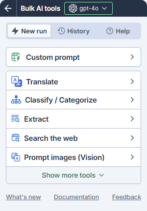 Bulk AI tools in the sidebar
