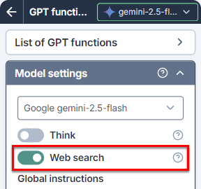 Enable web search for Gemini models