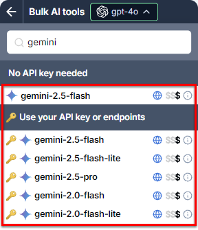 Select a Gemini model