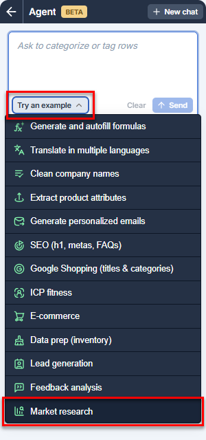 Selecting a built-in Agent example