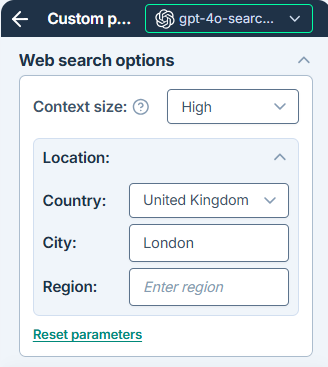 Configure OpenAI Search location option