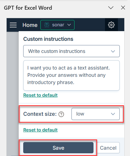 Configure search context size