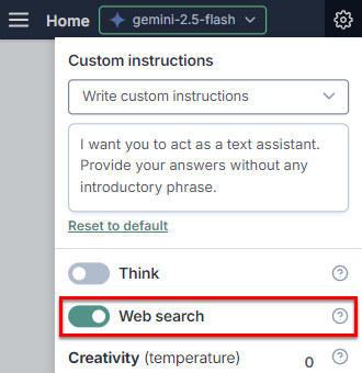 Enable web search for Gemini models